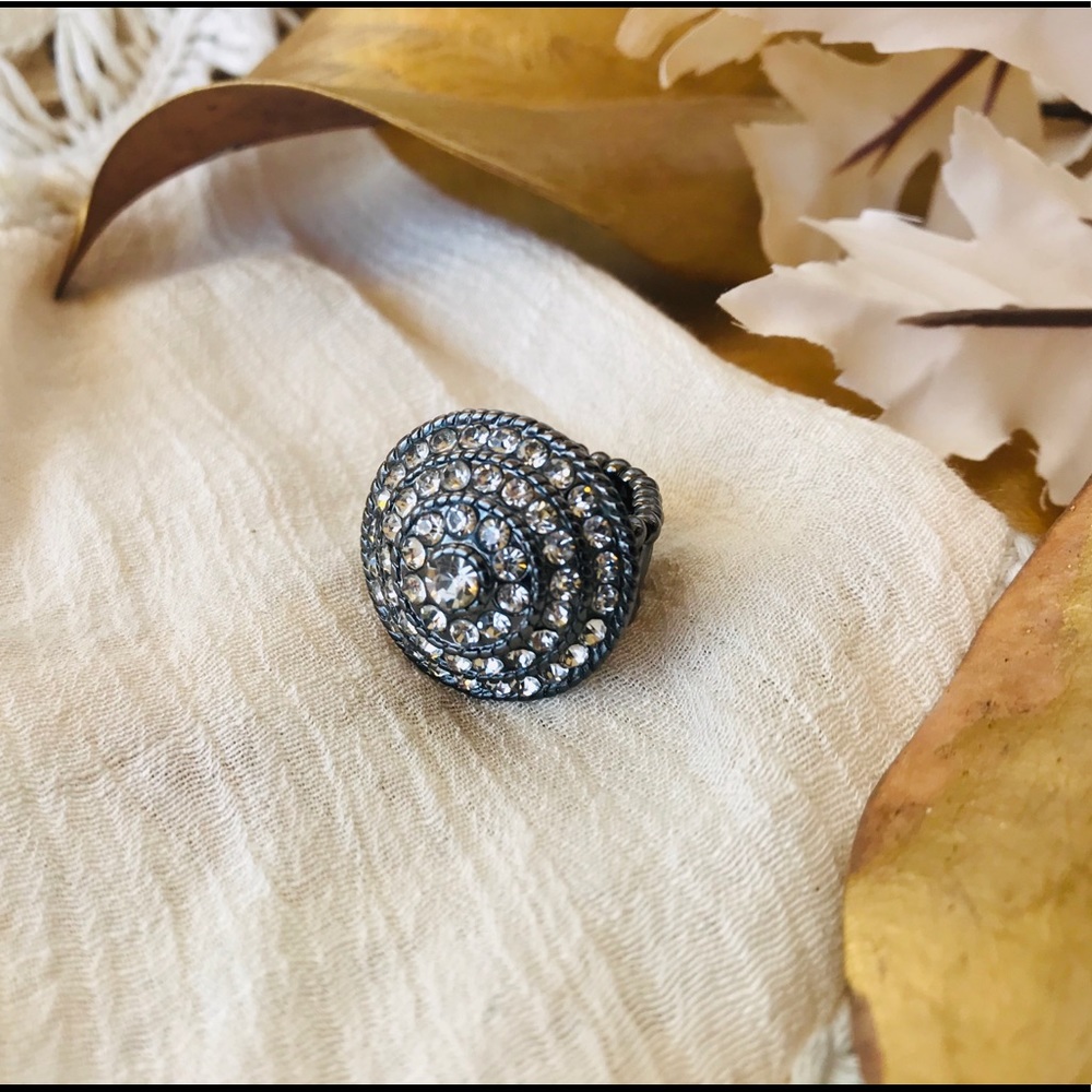 Silver/Pewter Round Rhinestone Ring,Fits Sz 6&Up⚜️